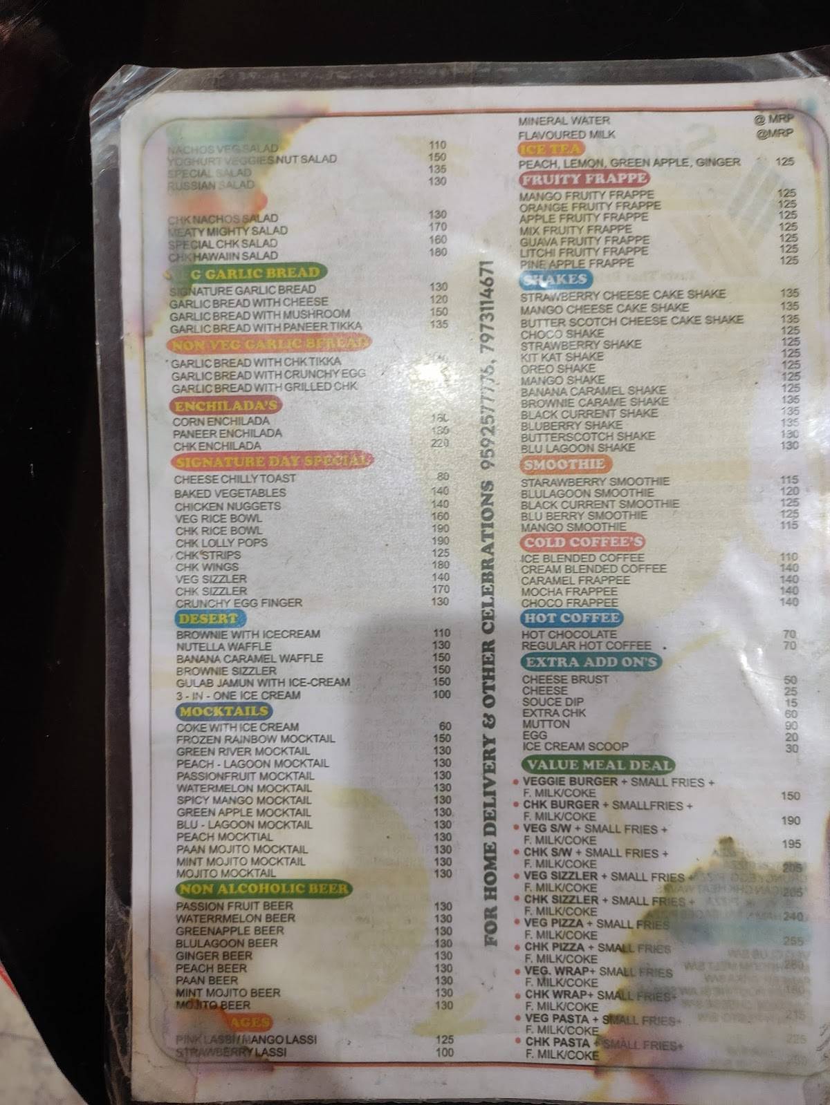 SIGNATURE BURGER menu