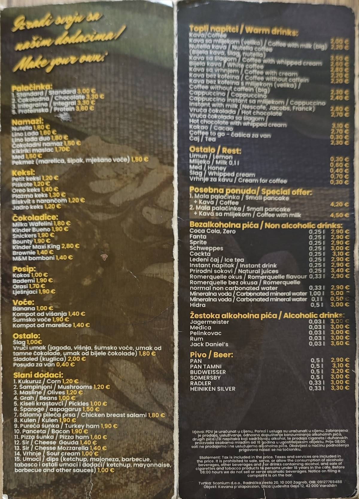 Menu di P'alapassion 