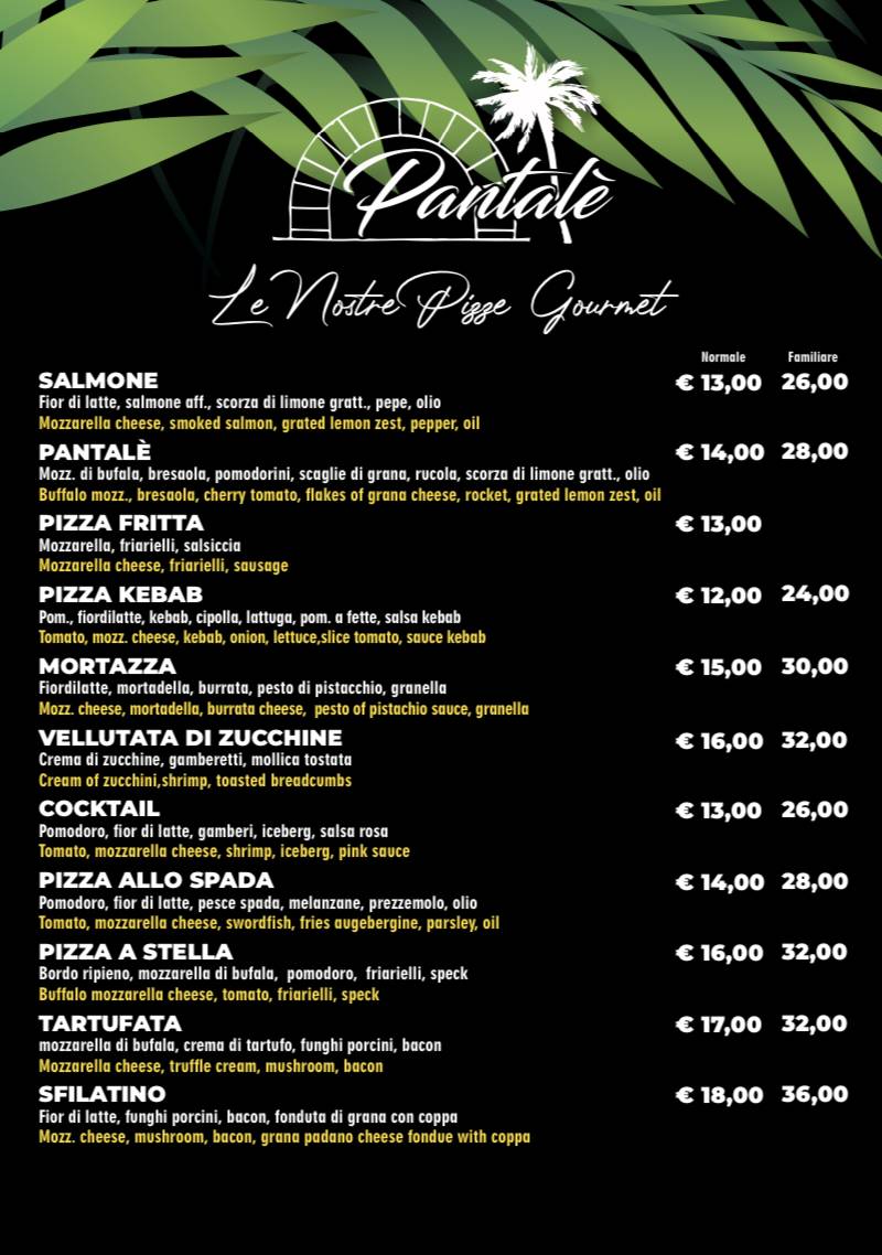 Menu di Pantalè 