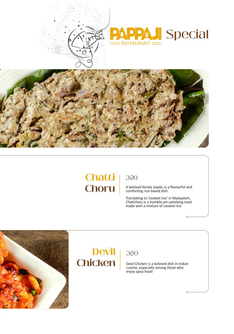 Pappaji Restaurant menu