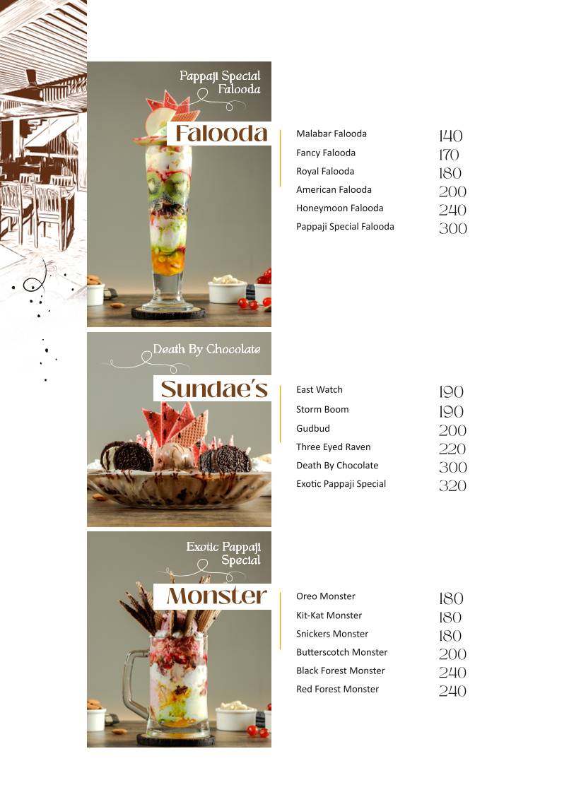 Pappaji Restaurant menu