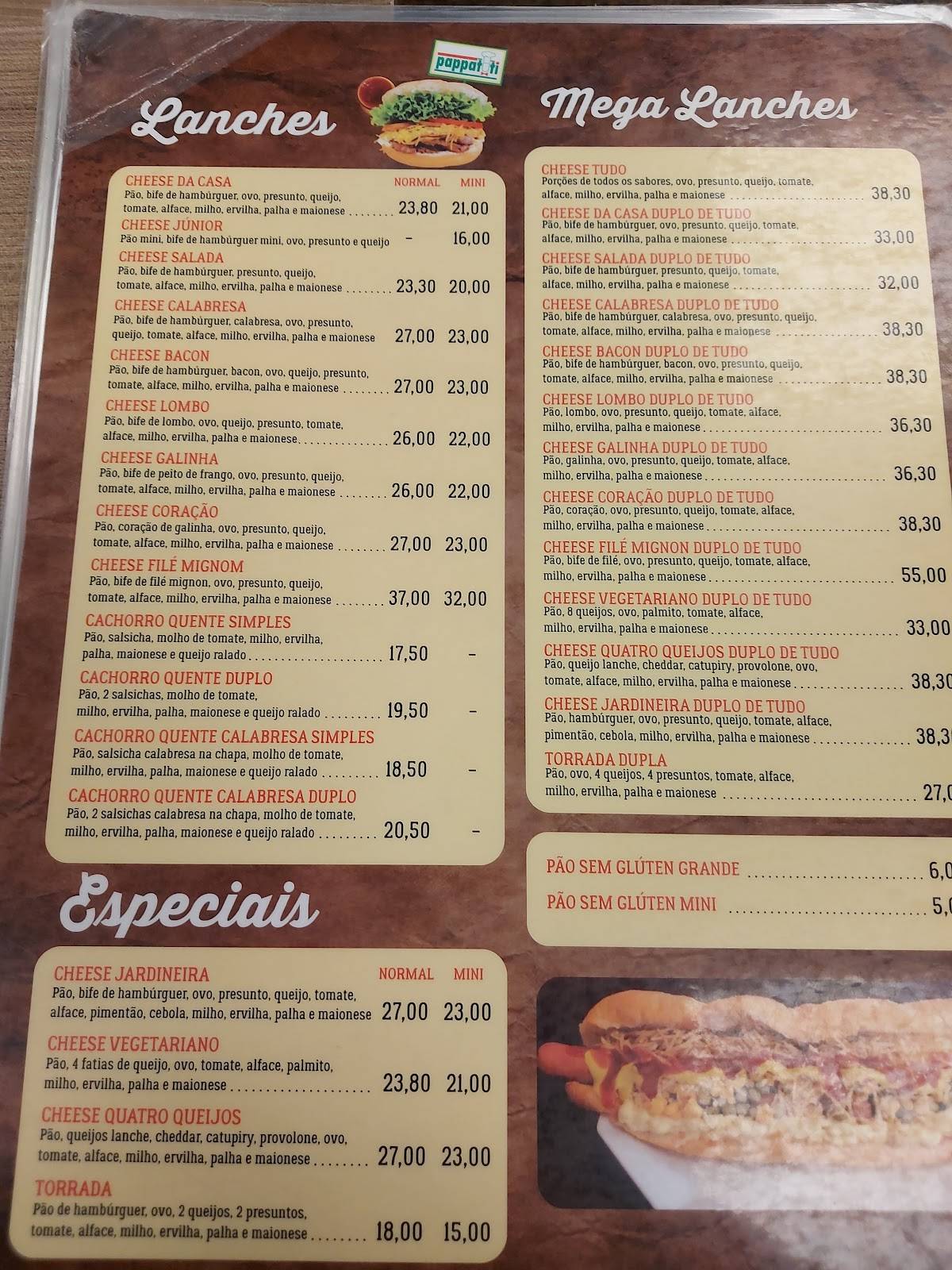 Pappatuti - Lancheria em Caxias do Sul cardápio