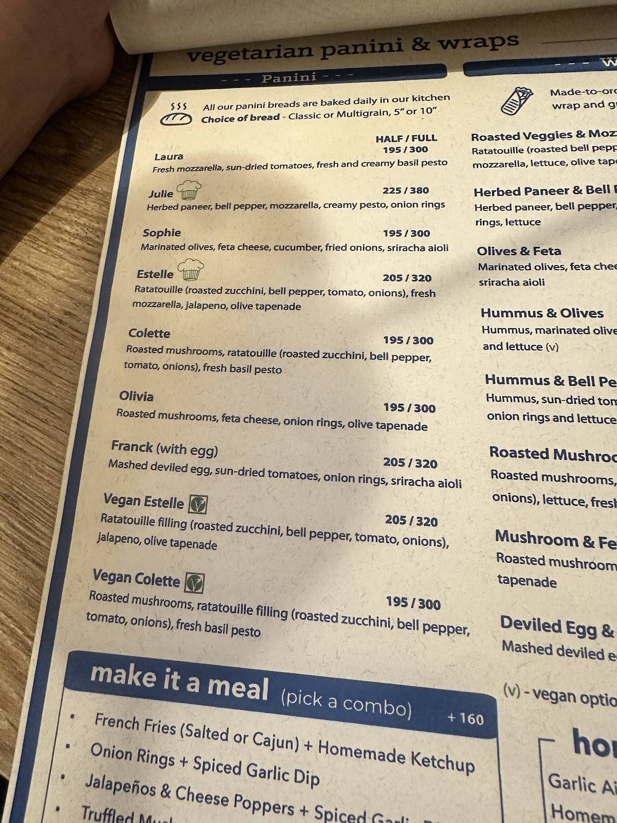 Paris Panini - Gourmet Sandwiches and Wraps, Church Street menu