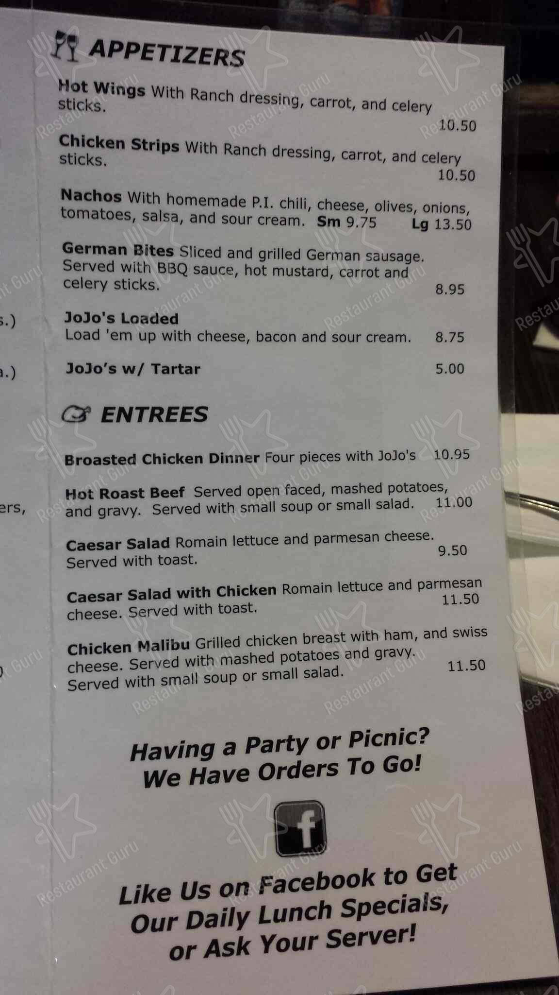 Park Inn menu