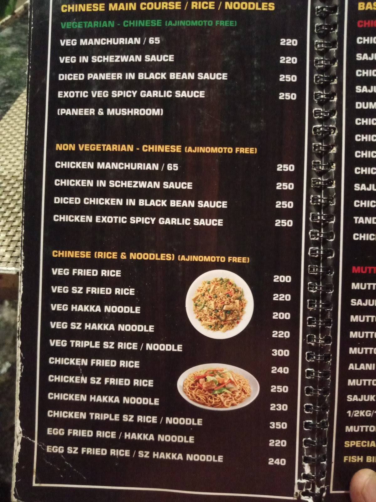 The mango family garden restaurant menu