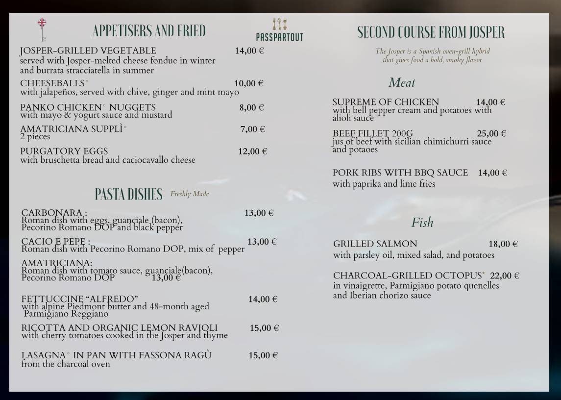 Menu di Passpartout Ristorante, Roma - Borgo Pio, 50 