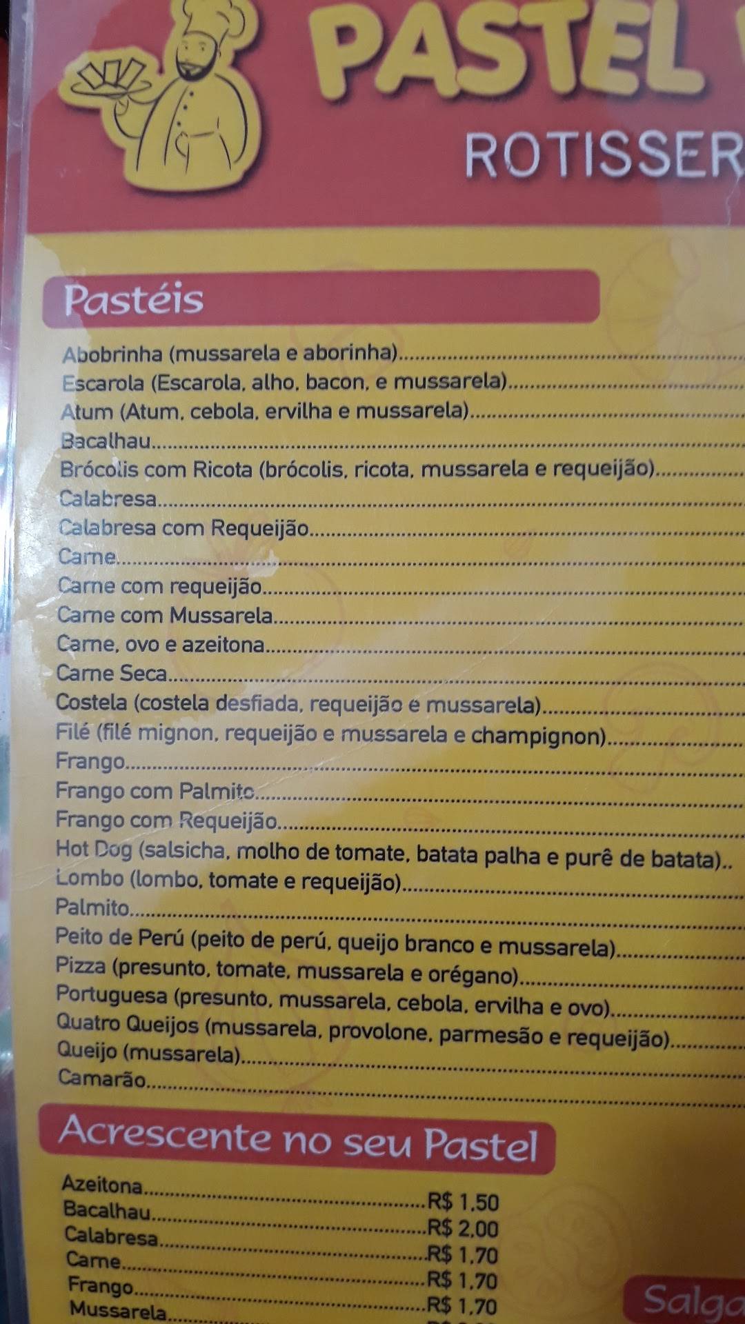 Pastel Do Bairro cardápio
