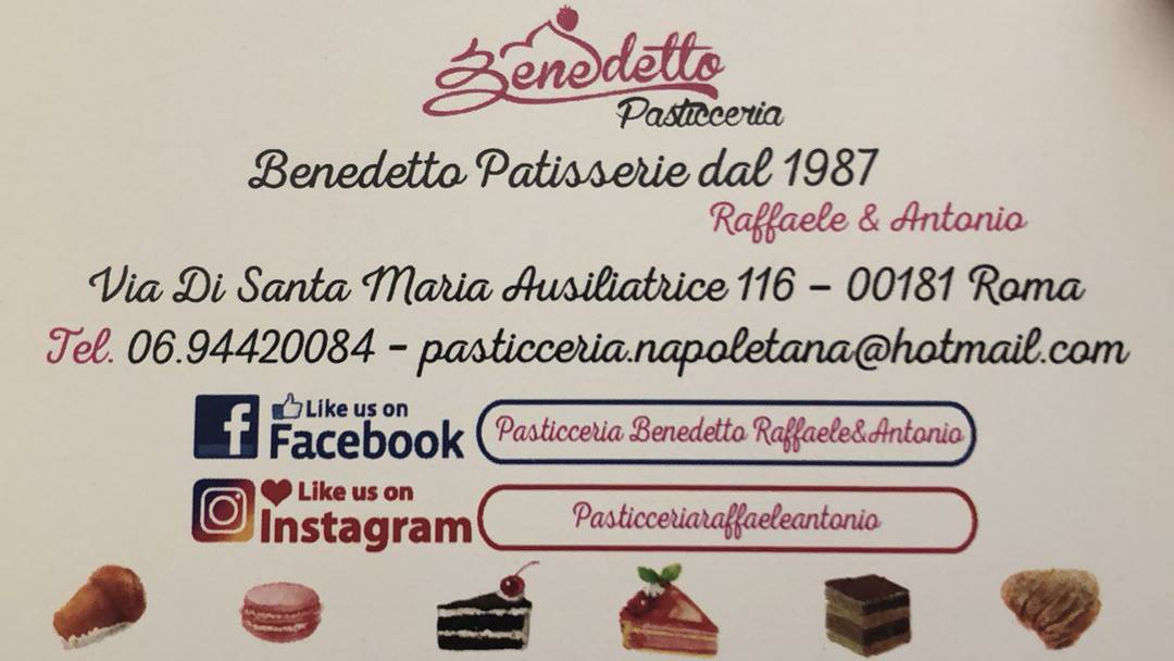 Menu di Pasticceria Benedetto colli albani 