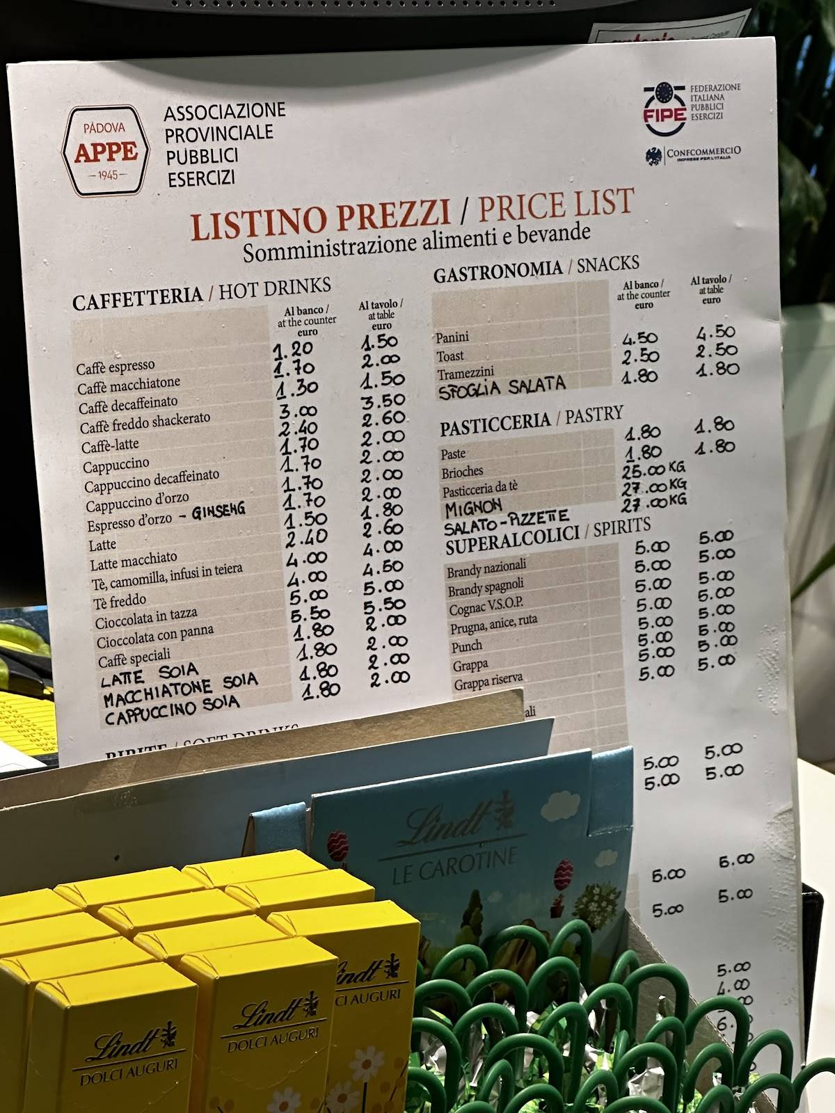 Menu di Pasticceria dalla Bona 