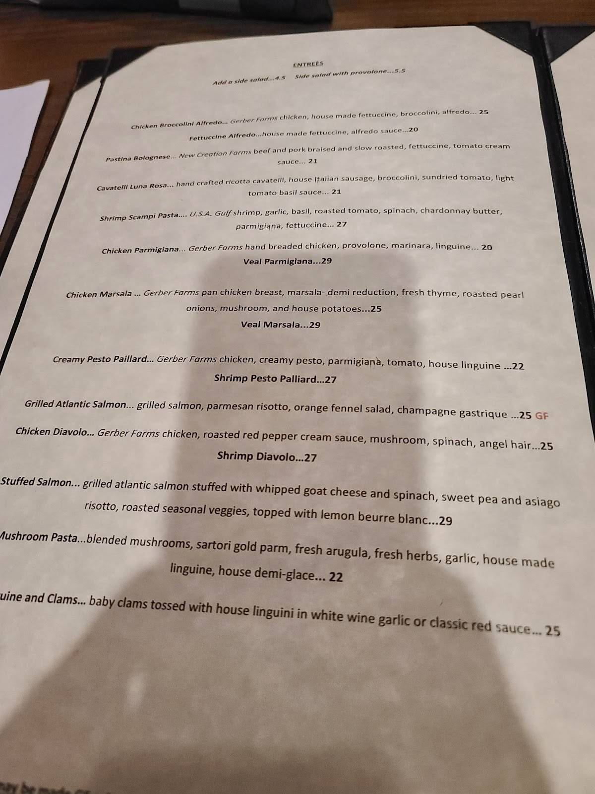 Menu at Pastina Rustic Italian Restaurant, Mentor