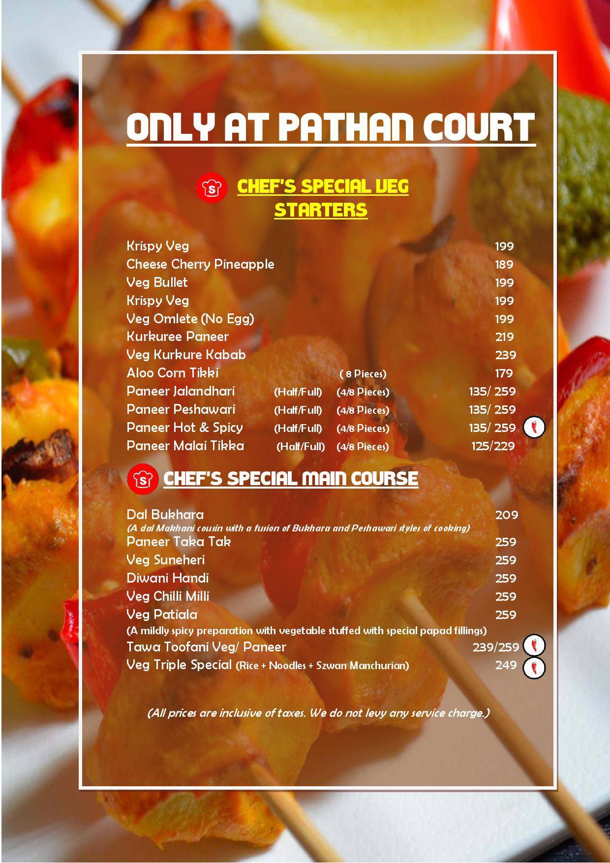 Pathan Court menu