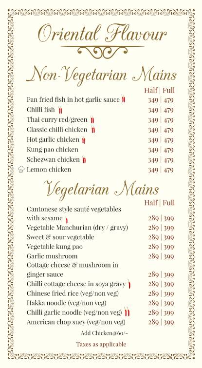 Patio Terrace menu
