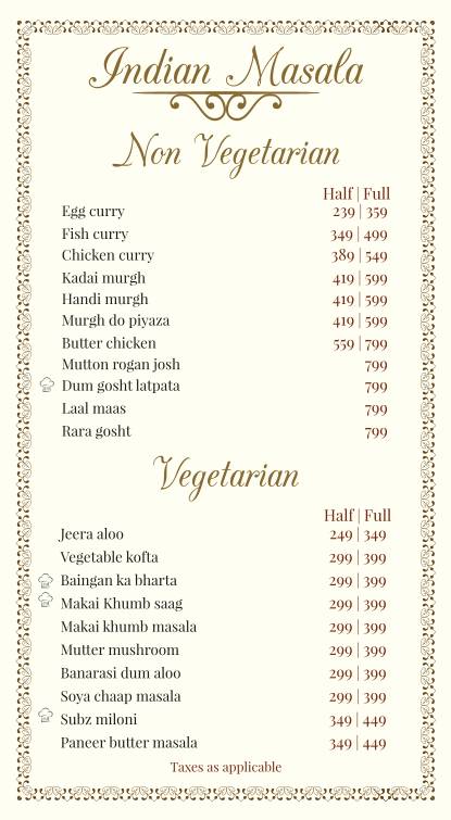 Patio Terrace menu