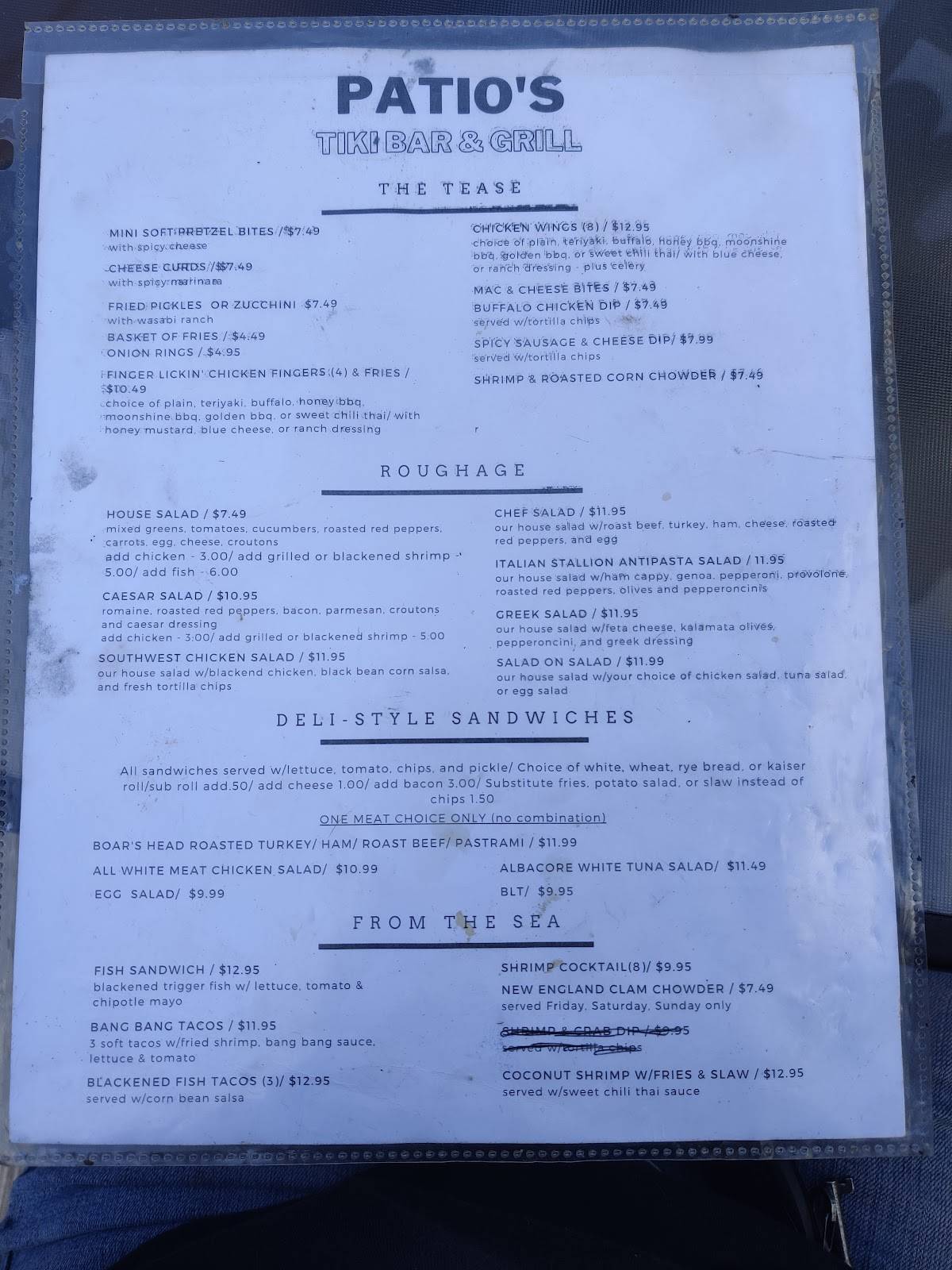 Menu at Patio's Tiki Bar & Grill, Little River