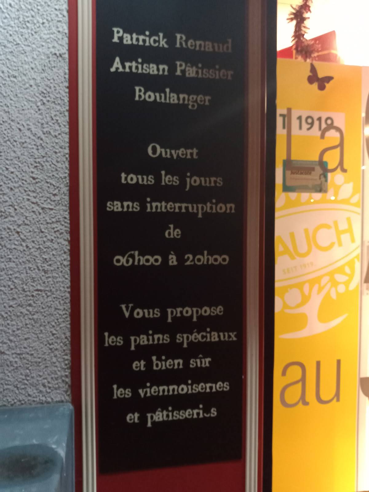 Menu de Pâtissier Boulanger "Renaud Patrick"