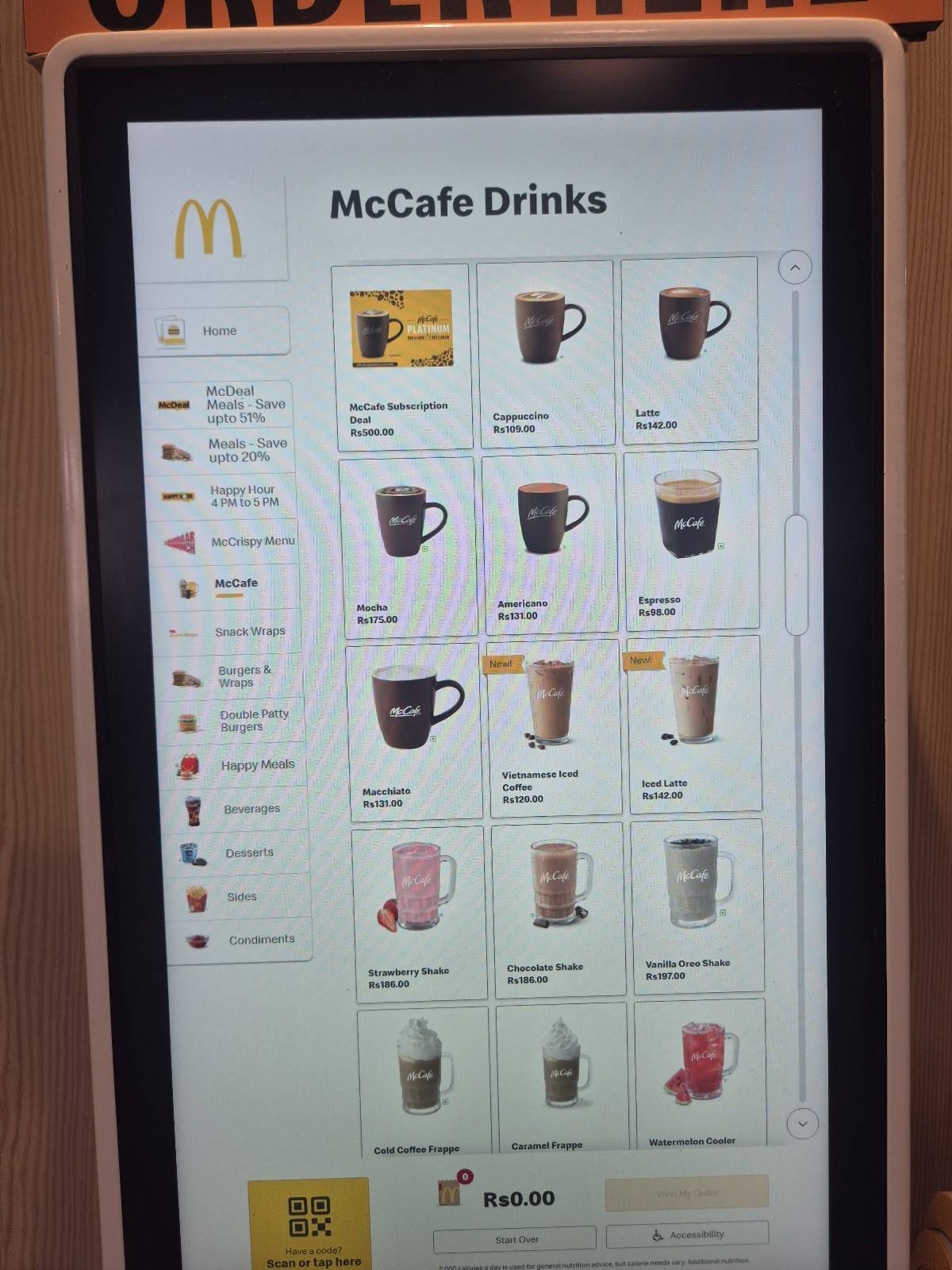 McDonald's menu