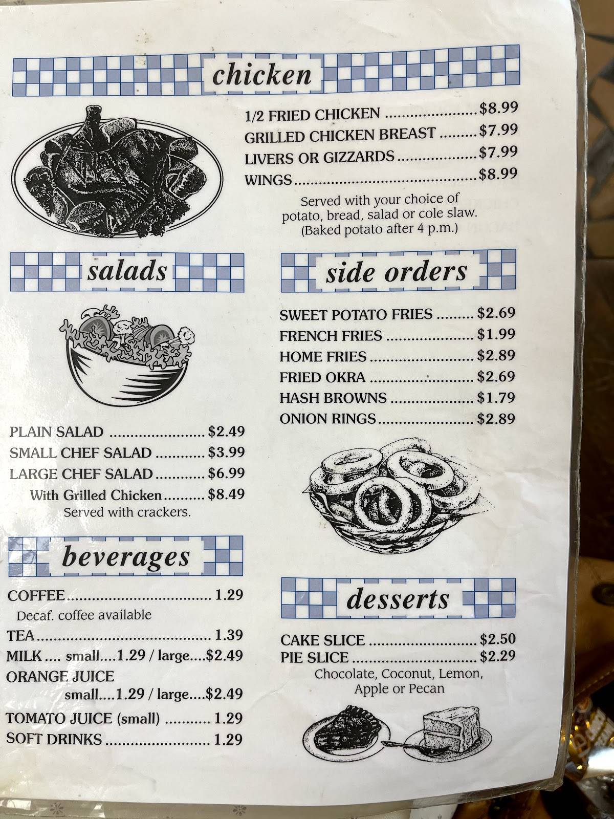 Menu at Peggy's Restaurant, Wrens