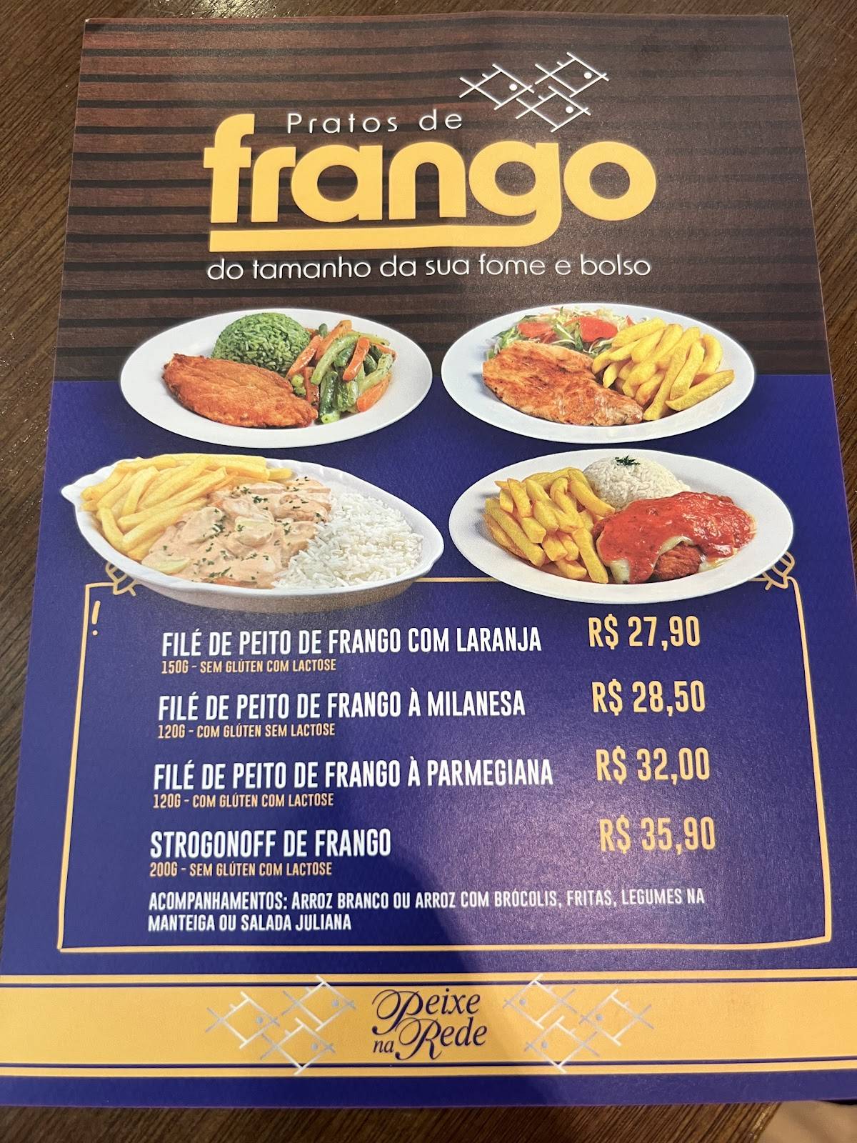Peixe na Rede cardápio