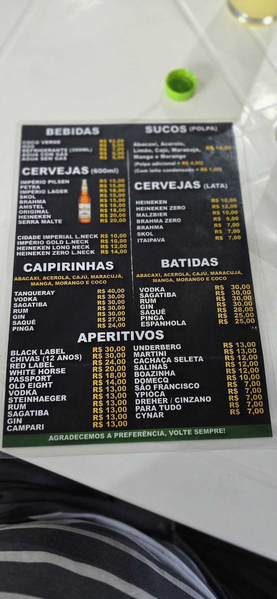 Barraca do Português cardápio