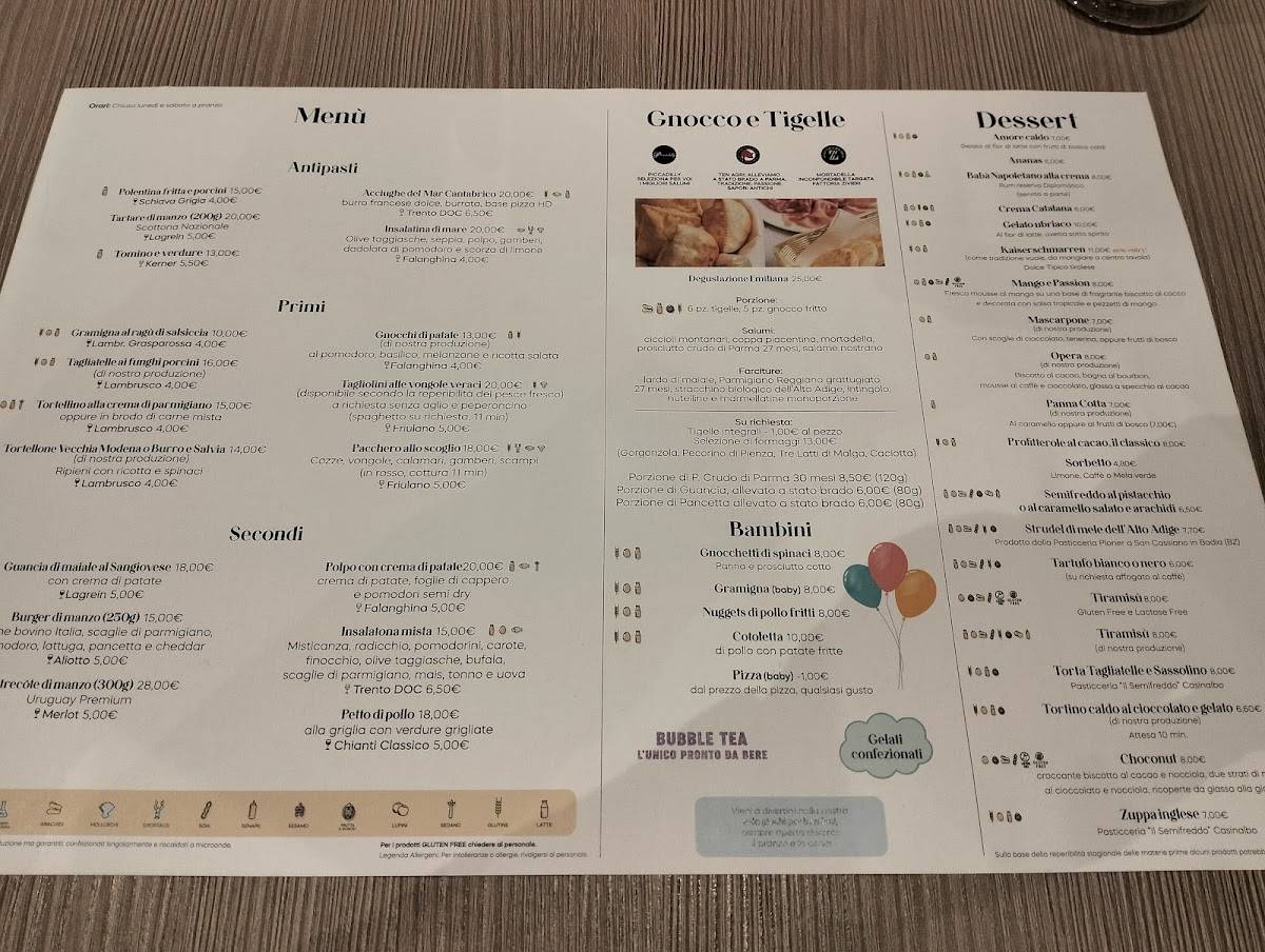 Menu di Piccadilly Pizzeria Ristorante 