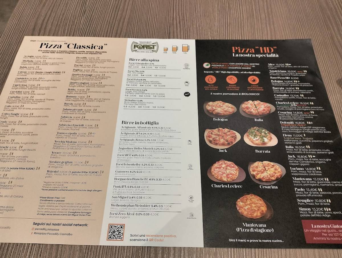 Menu di Piccadilly Pizzeria Ristorante 