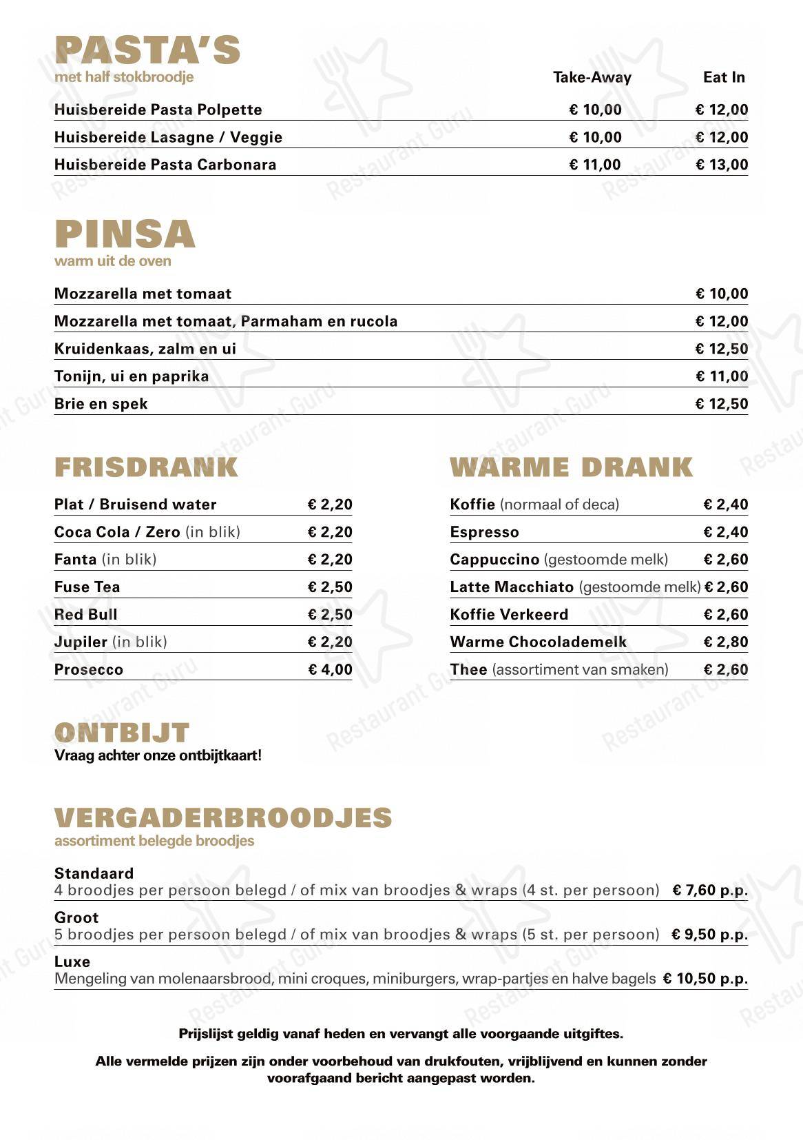 Piknik dans Genk - Menu bar
