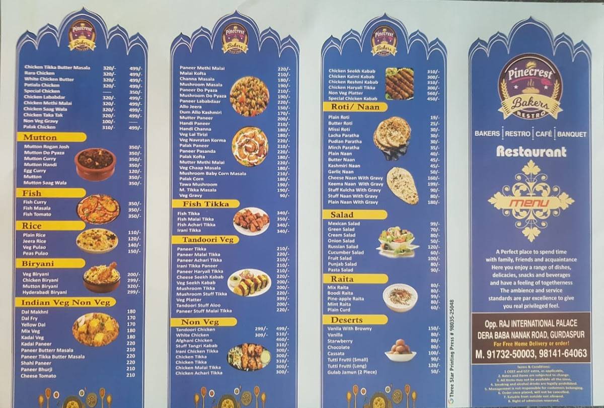 Pinecrest bakers menu