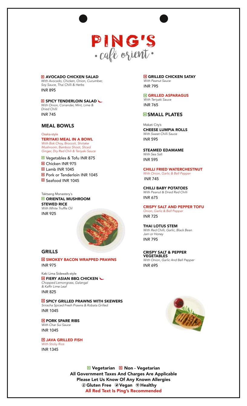Ping's Cafe Orient menu