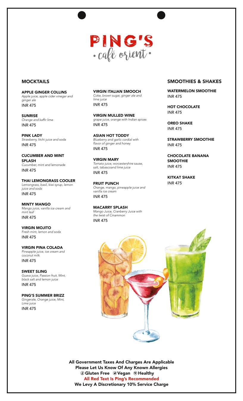 Ping's Cafe Orient menu