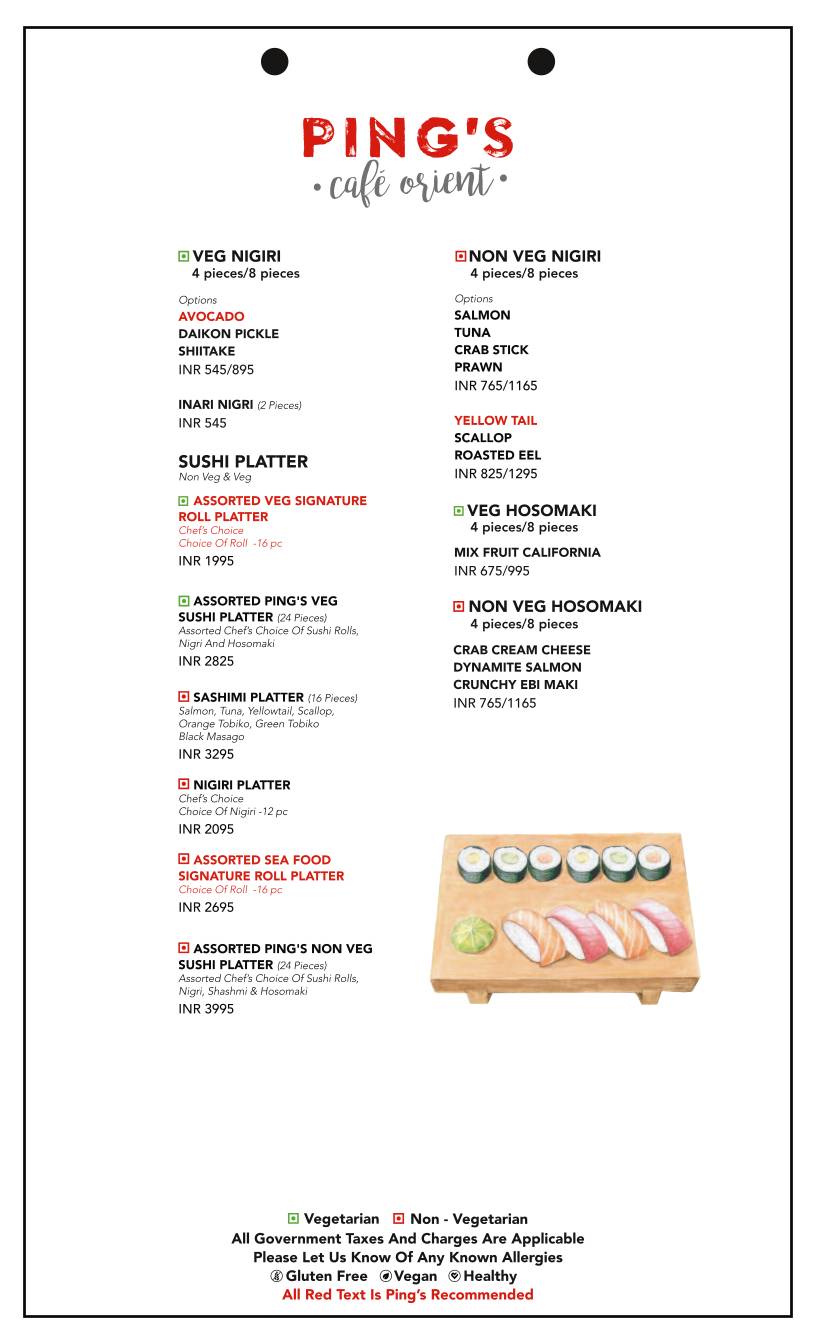 Ping's Cafe Orient menu