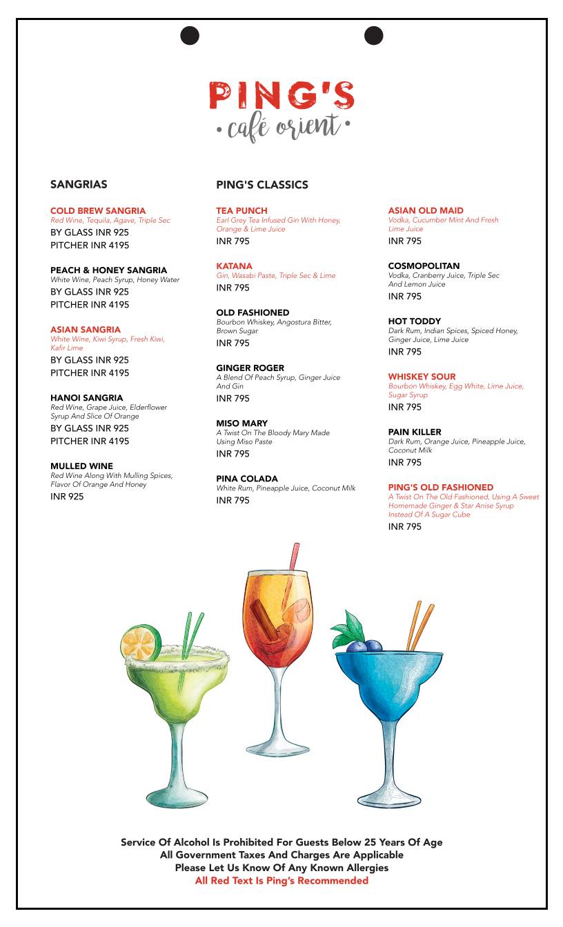 Ping's Cafe Orient menu