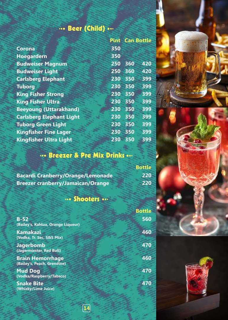 Pinkcafe Bar & Restaurant menu