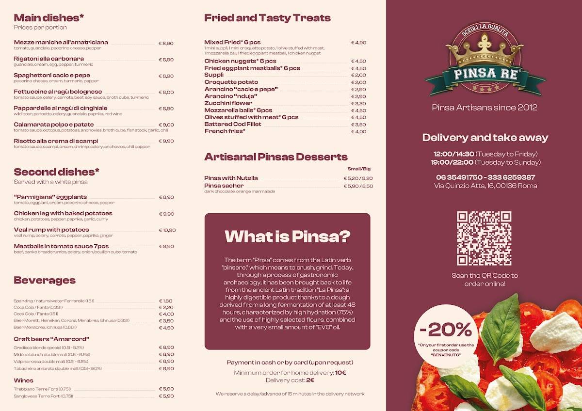 Menu di Pinsa Re (Balduina) 