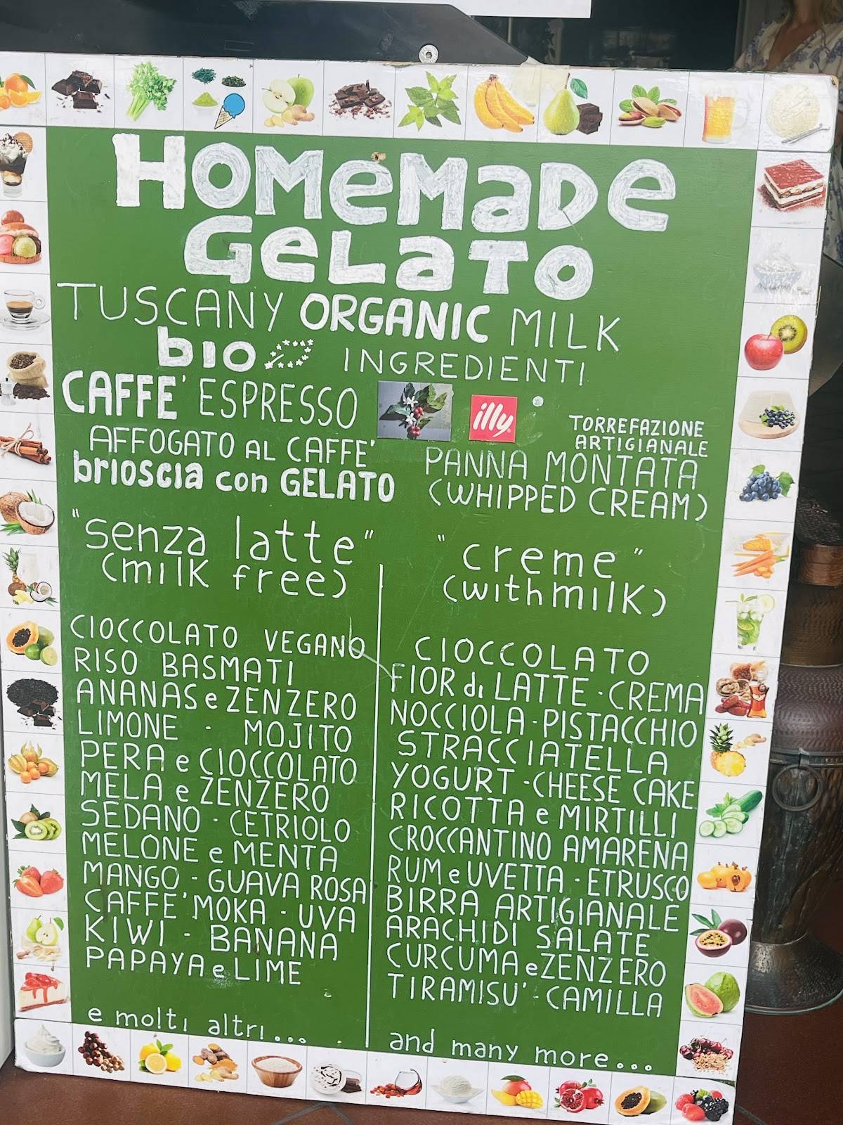 Menu di Tuffo 13 gelateria 