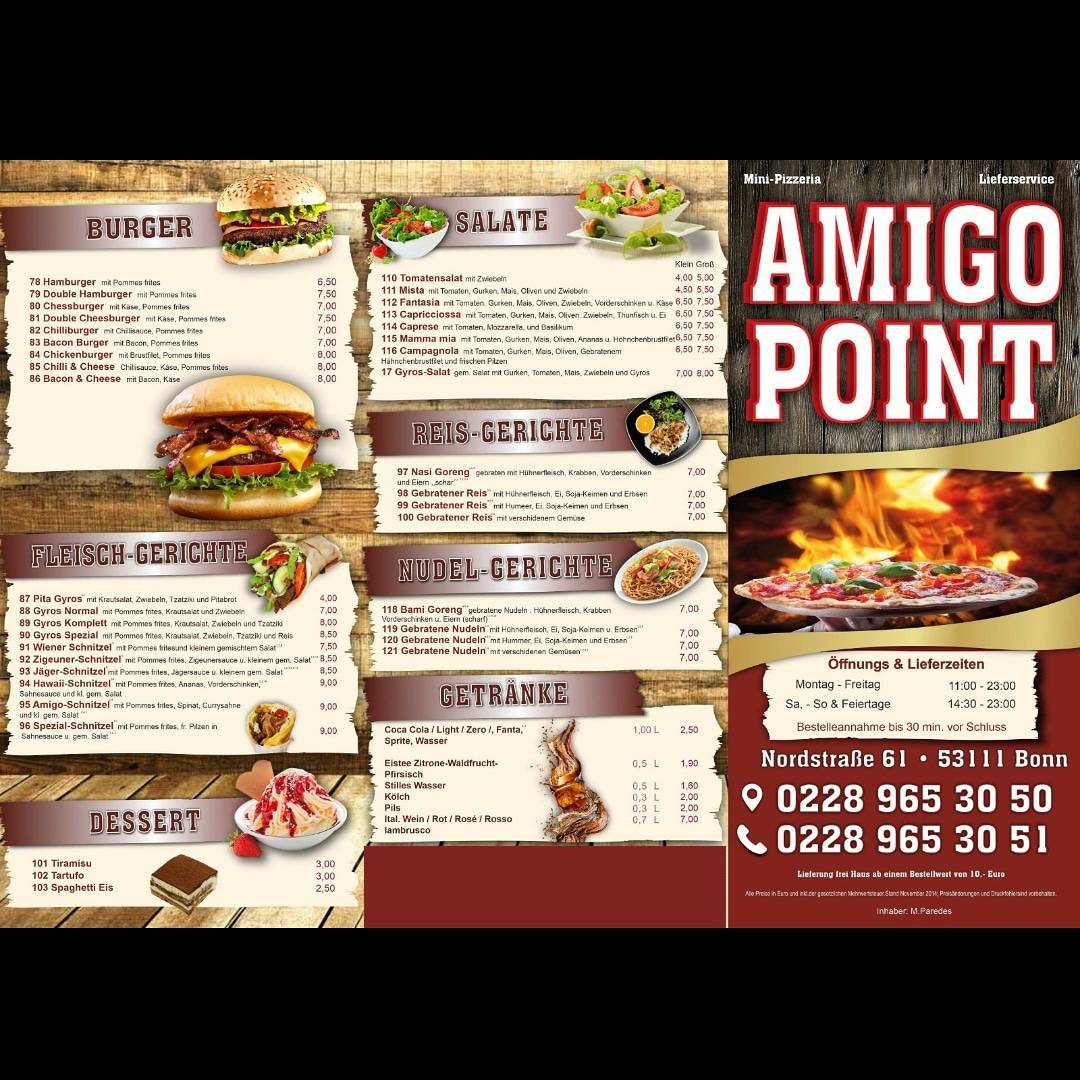 Menu de Pizza Amigo Point