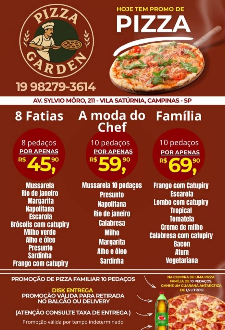 Pizza Garden cardápio