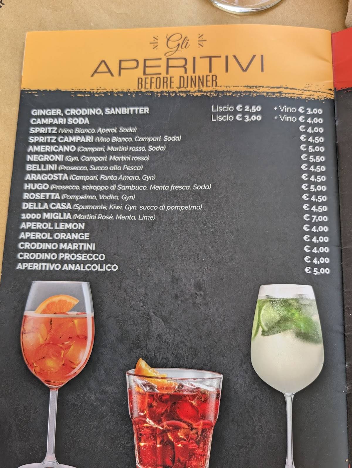 Menu di Pizza Planet di Enjoy Cola' 