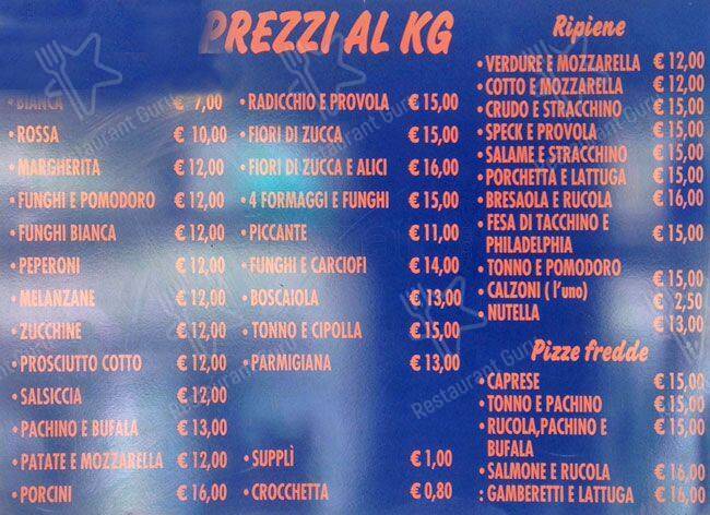 Pizza Shop menu