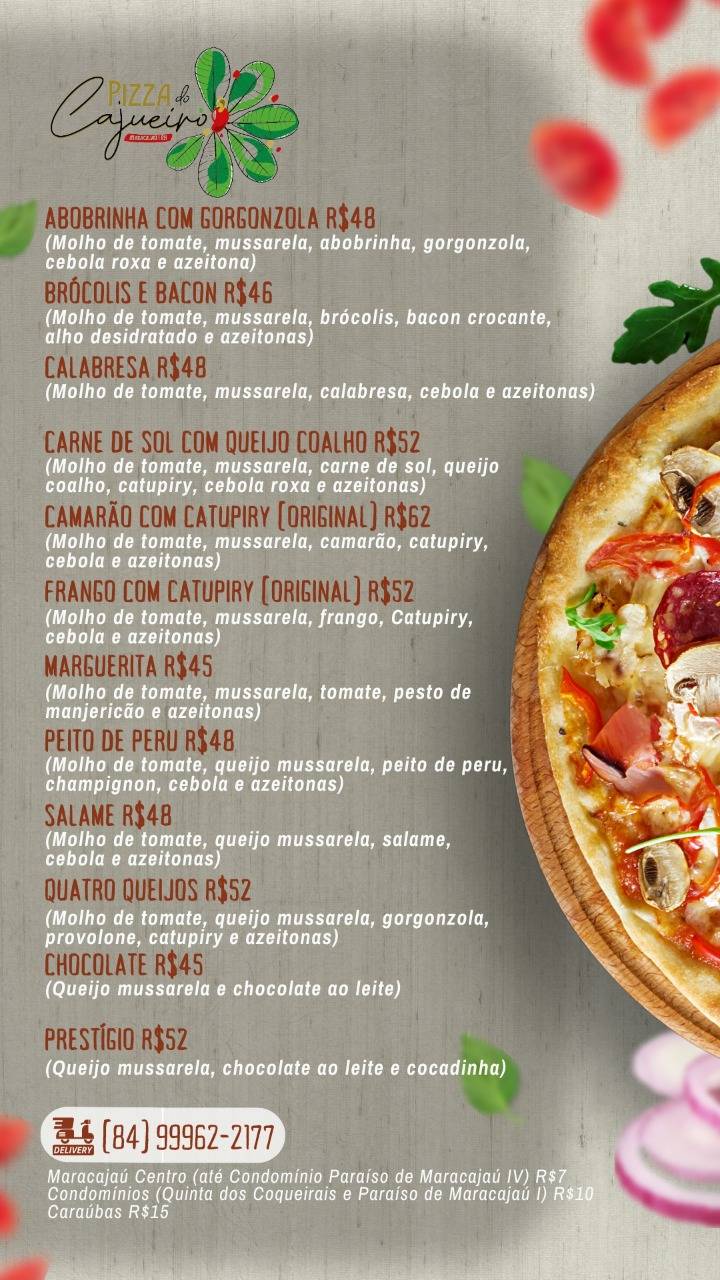 Pizza do Cajueiro cardápio