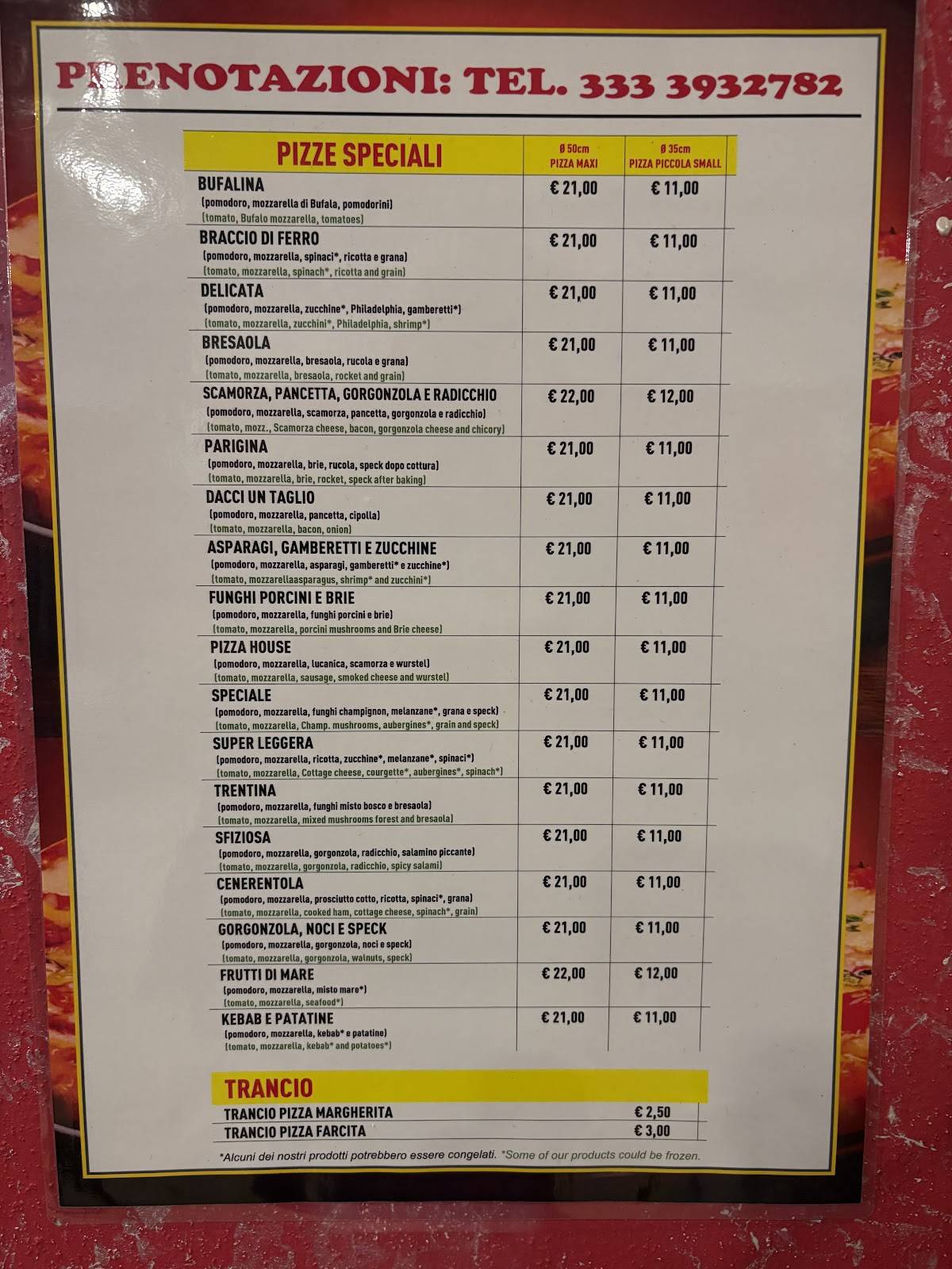 Menu di Pizza house 