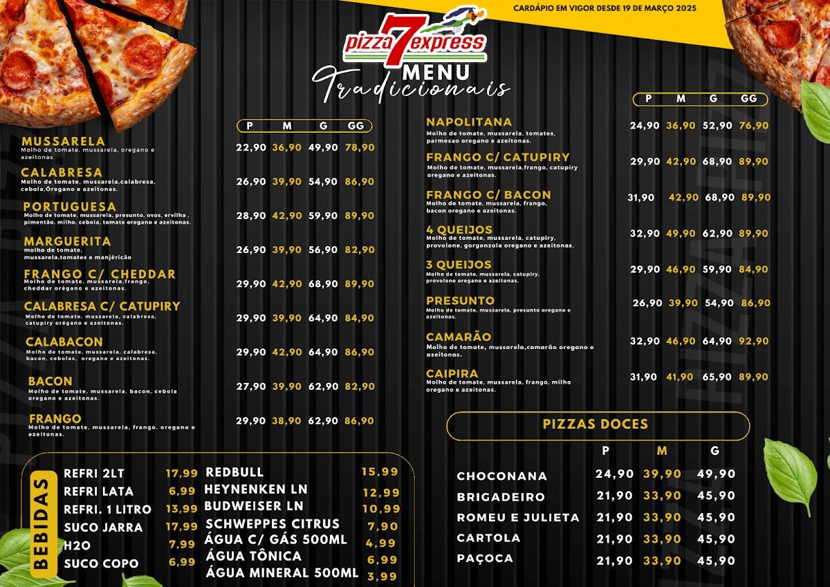 Pizza 7 Express Pizzaria em Boa Vista cardápio