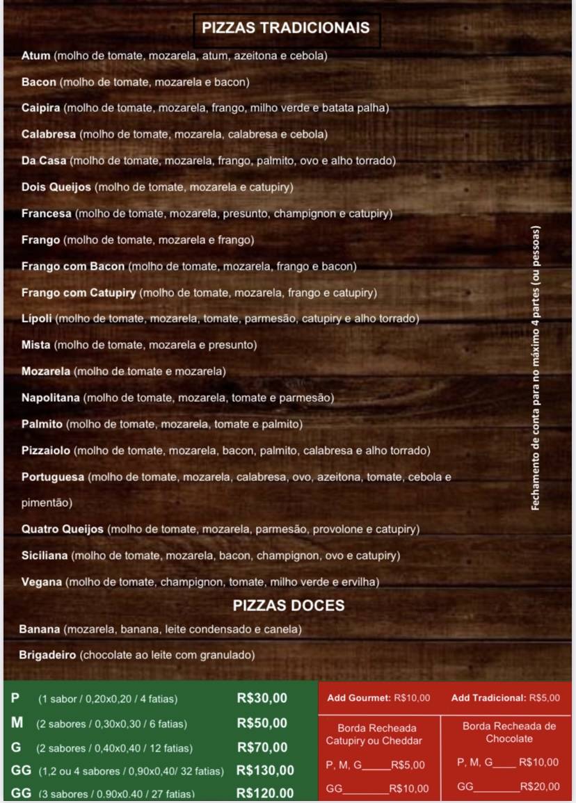Metro's Pizza cardápio