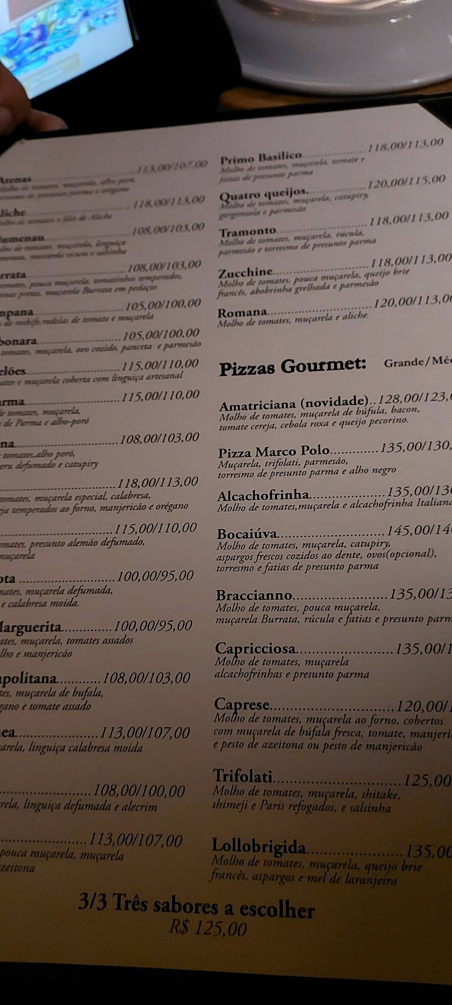 Pizzaria Basilico cardápio