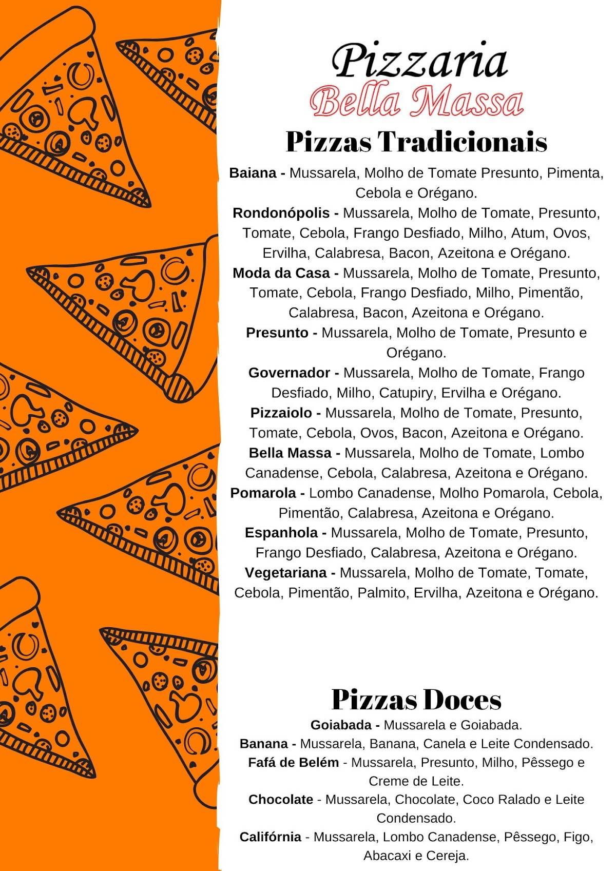 Pizzaria Bella Massa cardápio