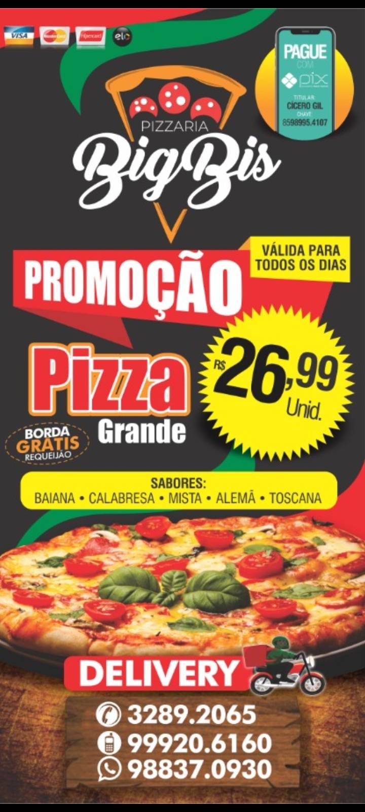 Pizzaria Big Bis cardápio