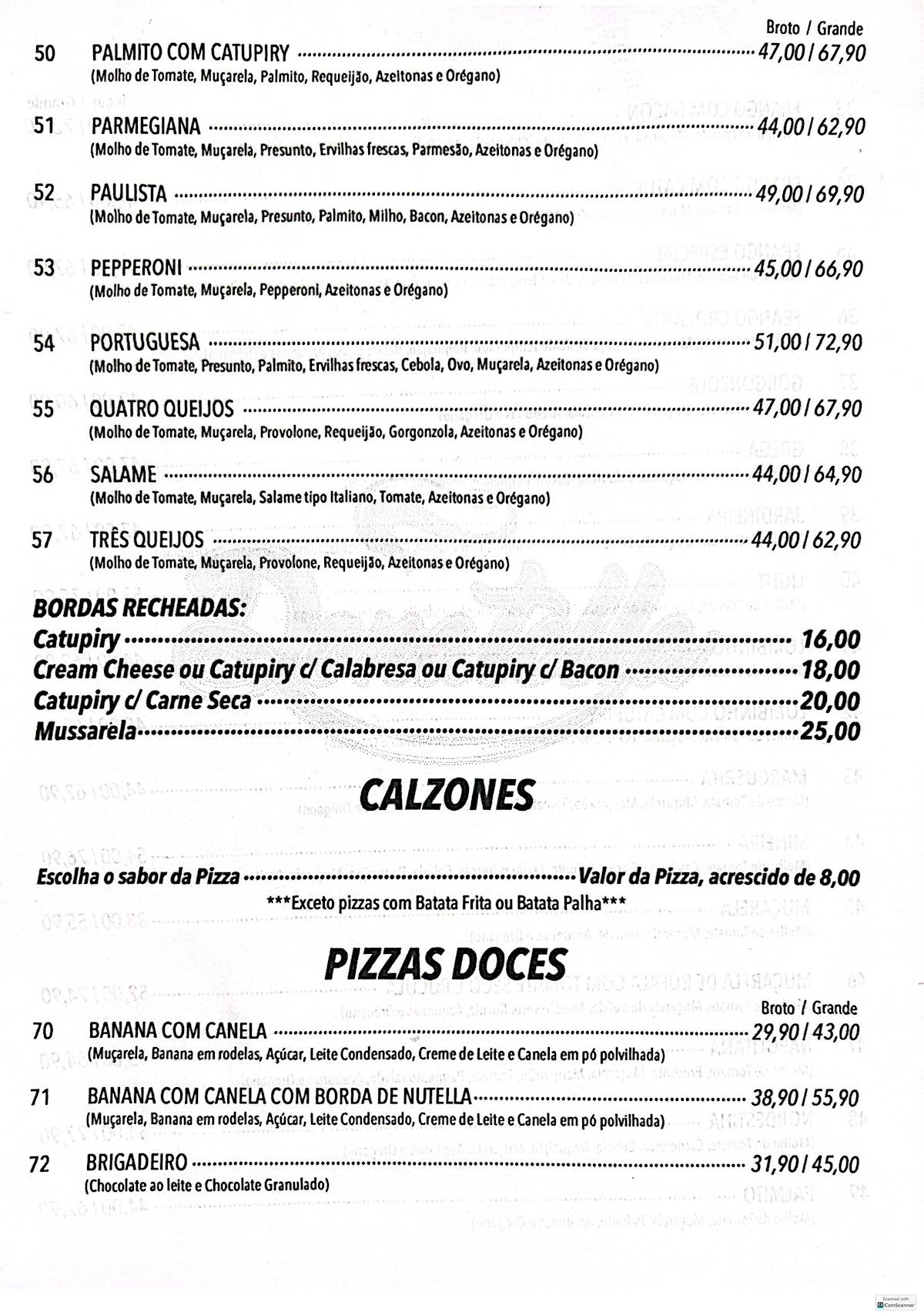 Pizzaria Donatella cardápio