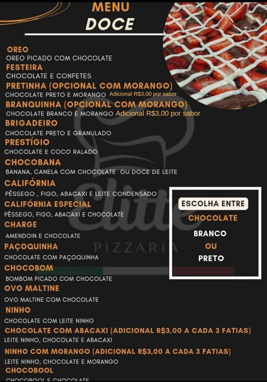 Pizzaria Elitte cardápio