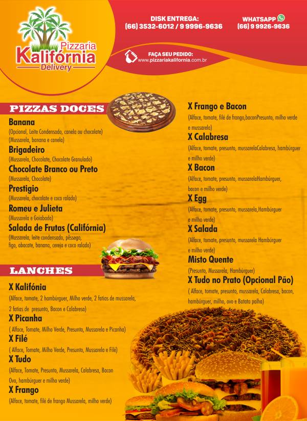 Pizzaria Kalifórnia cardápio