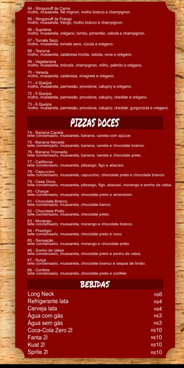 Pizzaria La Montiny cardápio
