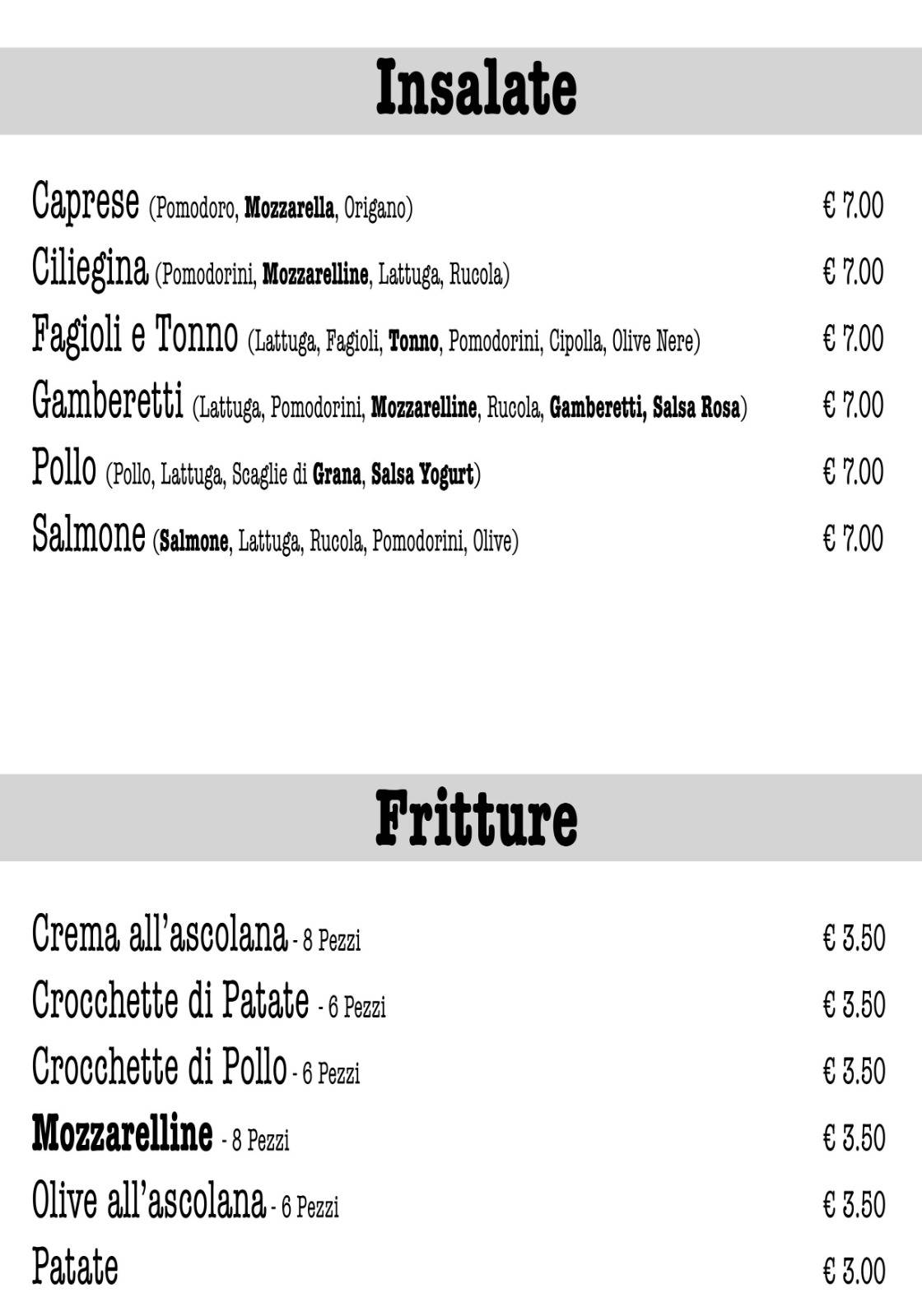 Menu di Al Casolare 